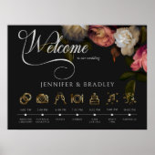 Dark Moody Burgundy & Cream Peonies Order of Event Poster (Vorne)