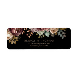 Dark moody Burgundy floral Wedding Return address
