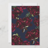 Dark Moody Burgundy Navy Blue Floral Wedding Einladung (Rückseite)