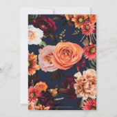 Dark Moody Burgundy Orange Floral Navy Hochzeit Save The Date (Rückseite)