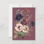 Dark Moody Burgundy Oval Floral Frame QR Code RSVP Karte (Rückseite)