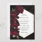 Dark Moody Burgundy Peonies Floral Wedding Einladung (Vorderseite)
