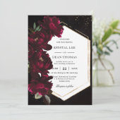 Dark Moody Burgundy Peonies Floral Wedding Einladung (Stehend Vorderseite)