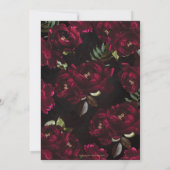 Dark Moody Burgundy Peonies Floral Wedding Einladung (Rückseite)
