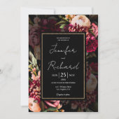 Dark & Moody Dutch Masters Bloom Black Wedding Einladung (Vorderseite)