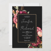 Dark Moody Dutch Old Masters Bloom Black Wedding Einladung (Vorderseite)
