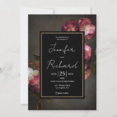 Dark Moody Dutch Old Masters Dusty Floral Wedding Einladung (Vorderseite)