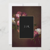 Dark Moody Dutch Old Masters Rust Floral Wedding Einladung (Rückseite)