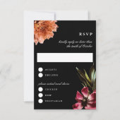 Dark + Moody Elegant Floral Black Wedding Antwort (Vorderseite)