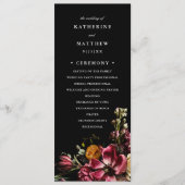 Dark + Moody Elegant Floral Black Wedding Programm (Vorderseite)