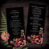 Dark + Moody Elegant Floral Black Wedding Programm