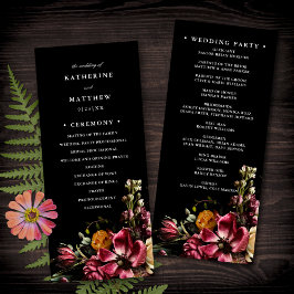 Dark + Moody Elegant Floral Black Wedding Programm