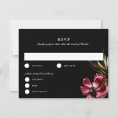 Dark + Moody Elegant Floral Black Wedding RSVP Einladung (Vorderseite)