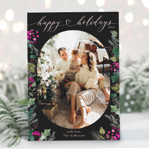 Dark Moody Elegant Happy Holidays Card Feiertagskarte