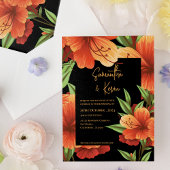 Dark Moody Elegant Orange Floral Wedding Einladung