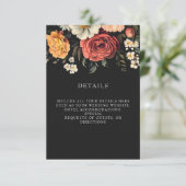 Dark + Moody Elegant Schwarze Hochzeit mit Flora Begleitkarte (Stehend Vorderseite)