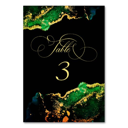 Dark Moody Emerald Bronze Abstrakte Tischnummer (Vorderseite)