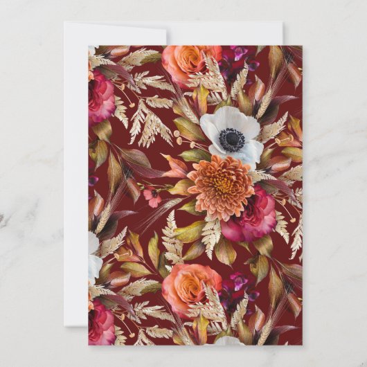 Dark Moody Fall Floral lRomantic Bridal Shower Einladung (Rückseite)