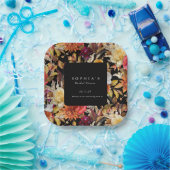 Dark Moody Fall Floral Romantisches Brautparty Pappteller (Party)