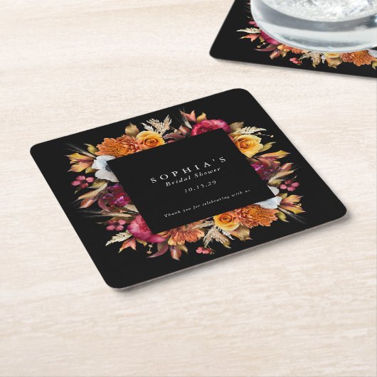Dark Moody Fall Floral Romantisches Brautparty Rechteckiger Pappuntersetzer (angewinkelt)