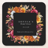 Dark Moody Fall Floral Romantisches Brautparty Rechteckiger Pappuntersetzer (Vorderseite)