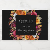 Dark Moody Fall Floral Romantisches Brautparty Schaumweinetikett (Einzelnes Label)