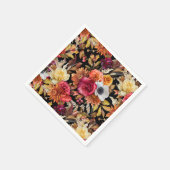 Dark Moody Fall Floral Romantisches Brautparty Serviette (Ecke)