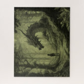 Dark Moody Fantasy Forest Dragon Board Gamer Puzzle (Vertikal)