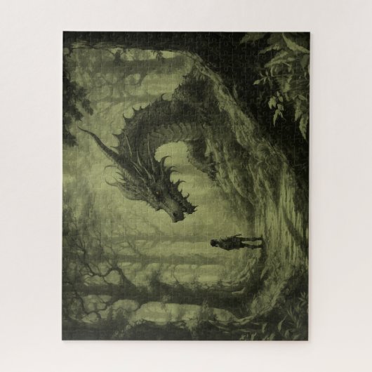 Dark Moody Fantasy Forest Dragon Board Gamer Puzzle (Vertikal)