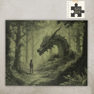 Dark Moody Fantasy Forest Dragon Board Gamer Puzzle