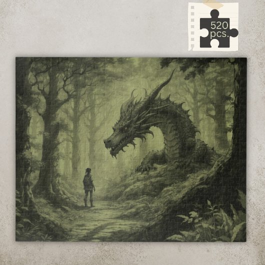 Dark Moody Fantasy Forest Dragon Board Gamer Puzzle