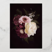 Dark Moody Floral Burgundy Elegant Wedding Folieneinladung (Rückseite)