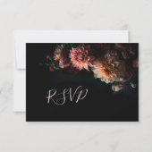 Dark Moody Floral Chrysanthemum RSVP Card (Rückseite)