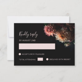 Dark Moody Floral Chrysanthemum RSVP Card Karte