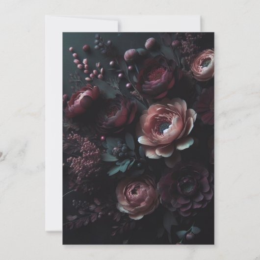 Dark Moody Floral Einladung (Rückseite)