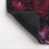 Dark Moody Floral Elegant Black & Burgundy Mousepad (Ecke)