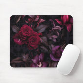 Dark Moody Floral Elegant Black & Burgundy Mousepad (Mit Mouse)