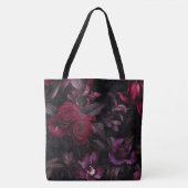 Dark Moody Floral Elegant Black & Burgundy Tasche (Vorderseite)