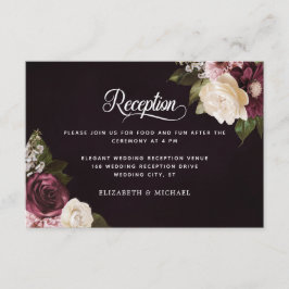 Dark Moody Floral Elegant Wedding Empfang Begleitkarte