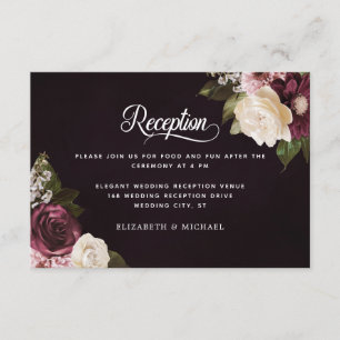 Dark Moody Floral Elegant Wedding Empfang Begleitkarte