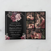 Dark Moody Floral Frame Black QR Code Wedding Einladung (Innenseite)