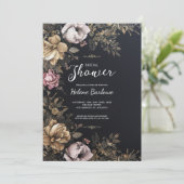 Dark Moody Floral Gothic Brautparty Einladung (Stehend Vorderseite)