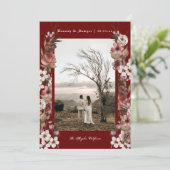 Dark Moody Floral Herbst Foto Save the Date Einladung (Stehend Vorderseite)