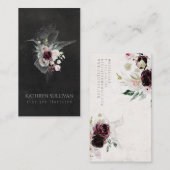 Dark Moody Floral Hummingbird Business Card Visitenkarte (Vorne/Hinten)