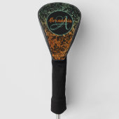Dark Moody Floral Monogram Golf Headcover (Vorderseite)