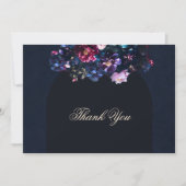 Dark Moody Floral Romantic Black Mauve Wedding Dankeskarte (Vorderseite)