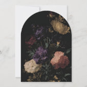 Dark Moody Floral Romantic Black Peony Wedding Einladung (Rückseite)