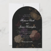 Dark Moody Floral Romantic Black Peony Wedding Einladung (Vorderseite)