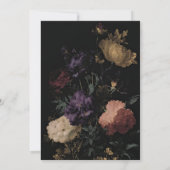 Dark Moody Floral Romantic Black Peony Wedding Einladung (Rückseite)