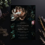 Dark Moody Floral Romantic Black Peony Wedding Einladung<br><div class="desc">Eine dunkelmoody blumengotische Hochzeitseinladungskarte, romantisch und elegant, mit einem Vintagen Gemälde von weichen Peony-Blume, eleganter Set-Typografie für Ihre Hochzeitsinformation als vollständig anpassbare Vorlage. Die perfekte Wahl für eine Winterhochzeit, eine Hochzeit in Herrenhäusern, eine Hochzeit mit schwarzem Thema, eine gotische Hochzeit oder eine Vintage Hochzeit. Diese Einladung ist Teil einer Sammlung...</div>